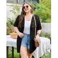 thumbnail image 4 of Zeagoo Plus Size Lightweight Crochet Cardigan for Women Short Sleeve Summer Kimonos Boho Open Front Knitted Cardigans, 4 of 7