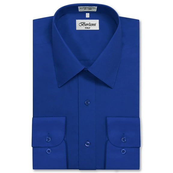 Berlioni Italy Men's Long Sleeve Solid Premium Dress Shirt