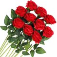 thumbnail image 1 of Paquete de 10 rosas artificiales, flores de seda, flores falsas, ramo de novia, 1 of 7