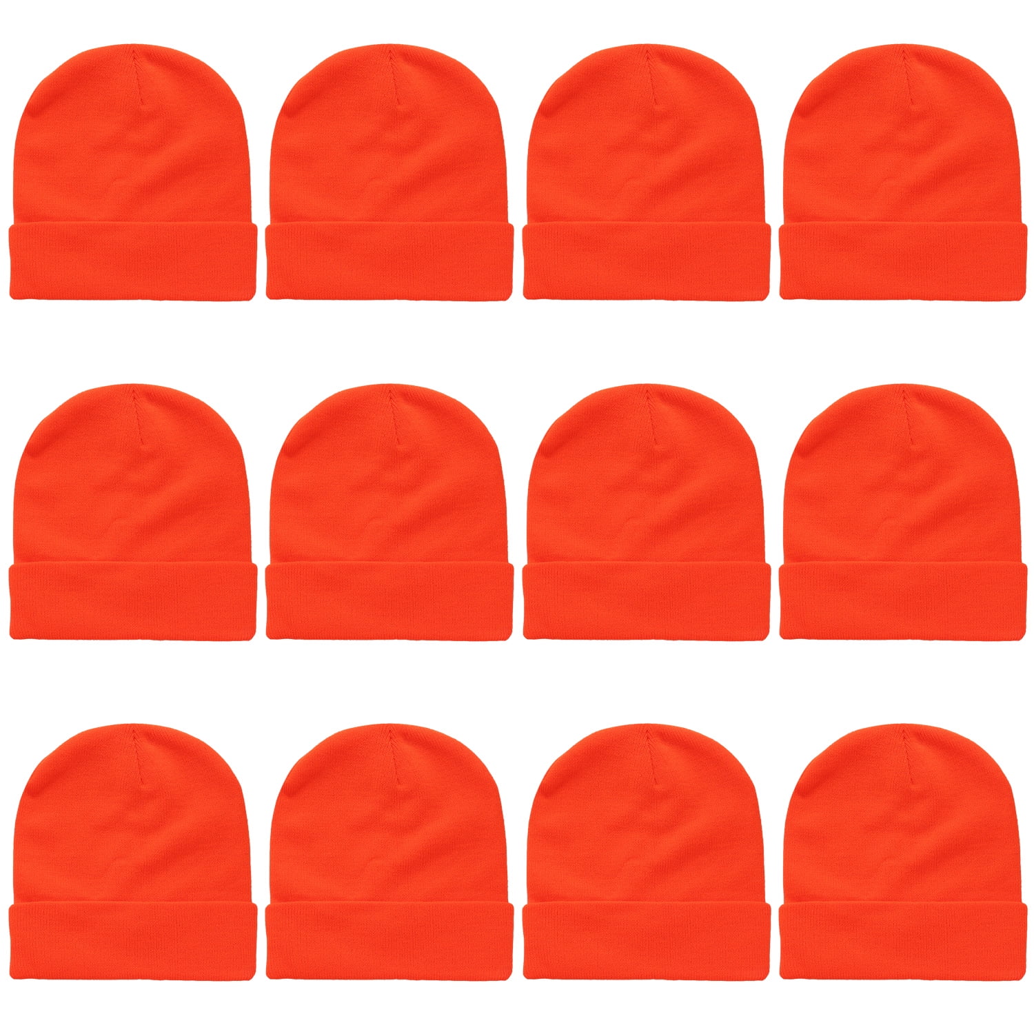 kassa Patch Indica 12 Pack Wholesale Winter Beanie Hat Unisex Bulk Skull Knitted Ski Cap For  Cold Weather - Orange - Walmart.com