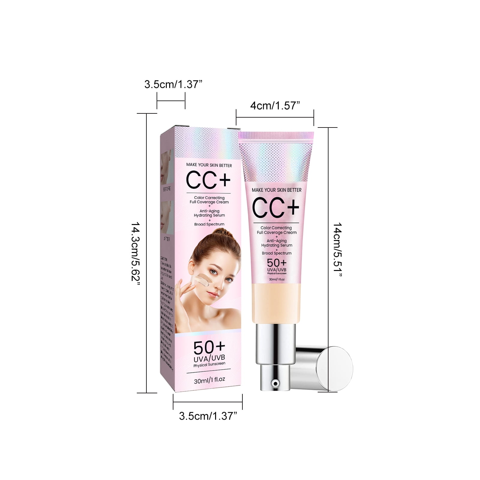 Alvantor CC Cream Foundation SPF 50+, Light Beige, 1 fl. oz