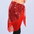thumbnail image 5 of QHFBli Women's Sparkly Fringed Wrap Skirt, Tie Side Sequins Tassel Scarf Waist Towel for Belly Dance Festival Rave Party, 5 of 5