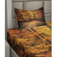 thumbnail image 3 of Ambesonne Autumn Fitted & Top Sheet Set with Sham, Vivid Leaf Plant Eco, Orange Brown, 3 of 5