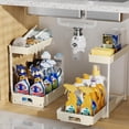 thumbnail image 1 of Paquete de 2 organizadores y almacenamiento para debajo del fregadero, color beige en forma de L, para debajo del baño, organizador de almacenamiento debajo del fregadero (Beige), 1 of 4