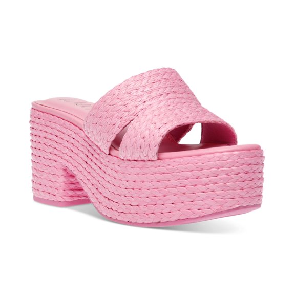 Wild Pair Niftyy Espadrille Sandals Pink Raffia 5M