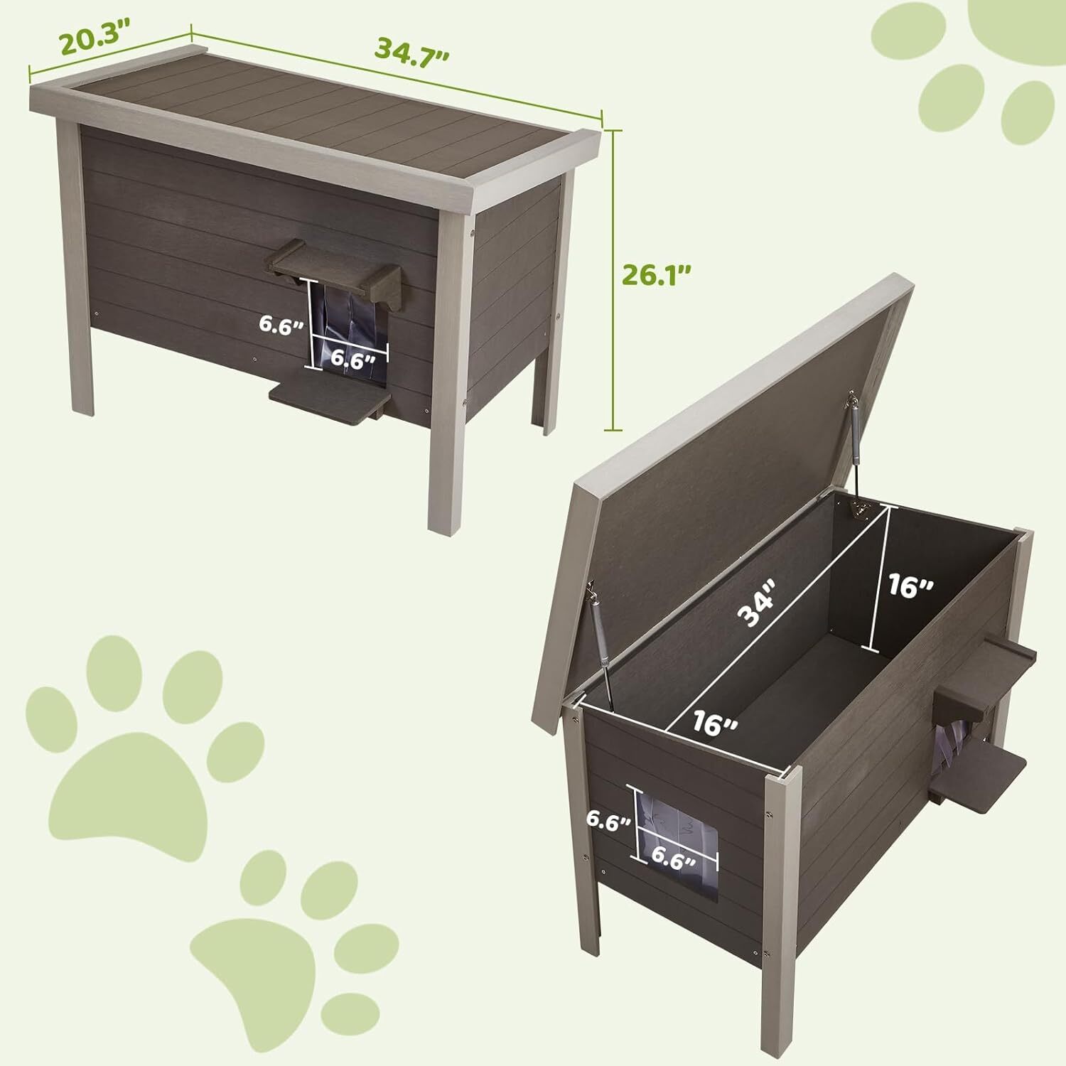 GONICHA Oversized Outdoor Cat House Weatherproof, Poly Lumber Cat Houses for Outdoor Cats Insulated, Feral Cat Shelter with Escape Door and Openable Roof ,Light Gray