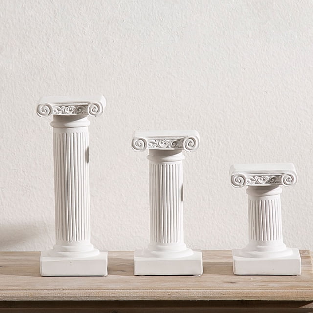 CHICHUMID 1Pack Decorative Mini Resin Roman Column Pillars White Resin Yard Prop