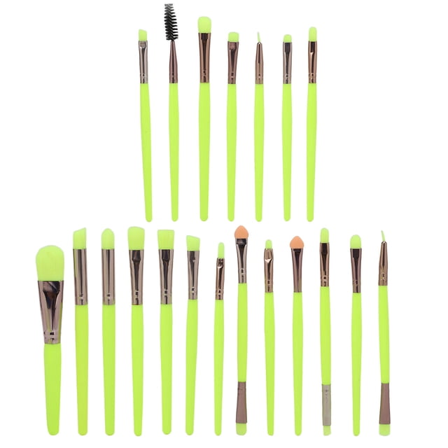 20 brochas de maquillaje de fibra suave y segura, mango de plástico, virola de aluminio, para polvos, sombras de ojos y rubor.