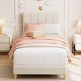 thumbnail image 2 of Danolapsi Twin Bed Frame,Boucle Upholstered Platform Bed with Wave Headboard for Girls and Boys,Low Profile Sturdy Platform Bed,Easy Assembly,Wooden Slats Support,No Box Spring Needed, 2 of 6