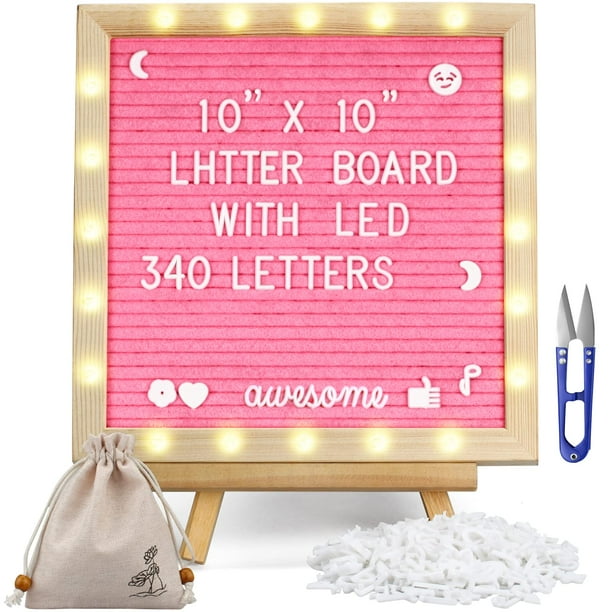 Pizarra DoubleCare de 25 cm x 25 cm con luces LED, 340 letras