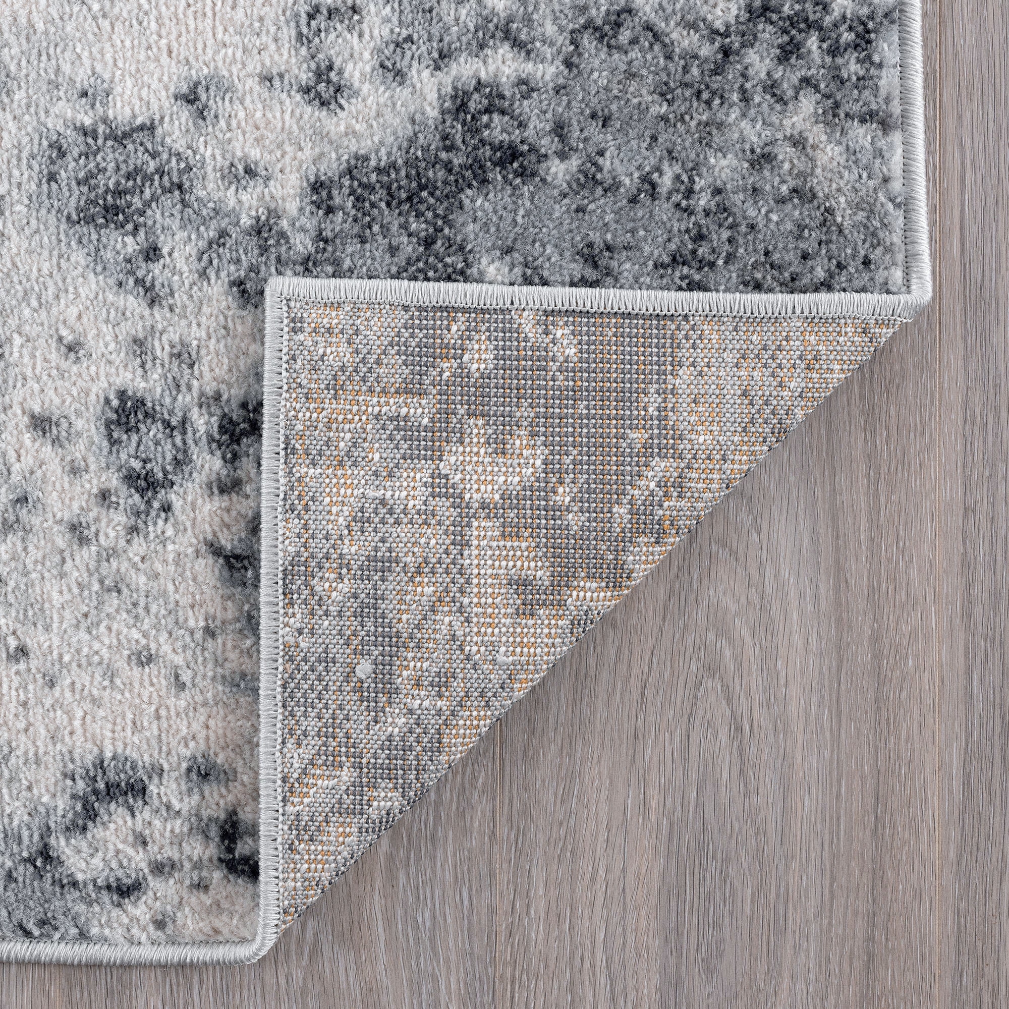 Diamond Contemporary 9' x 12' Gray and Cream Polypropylene Indoor Area Rug