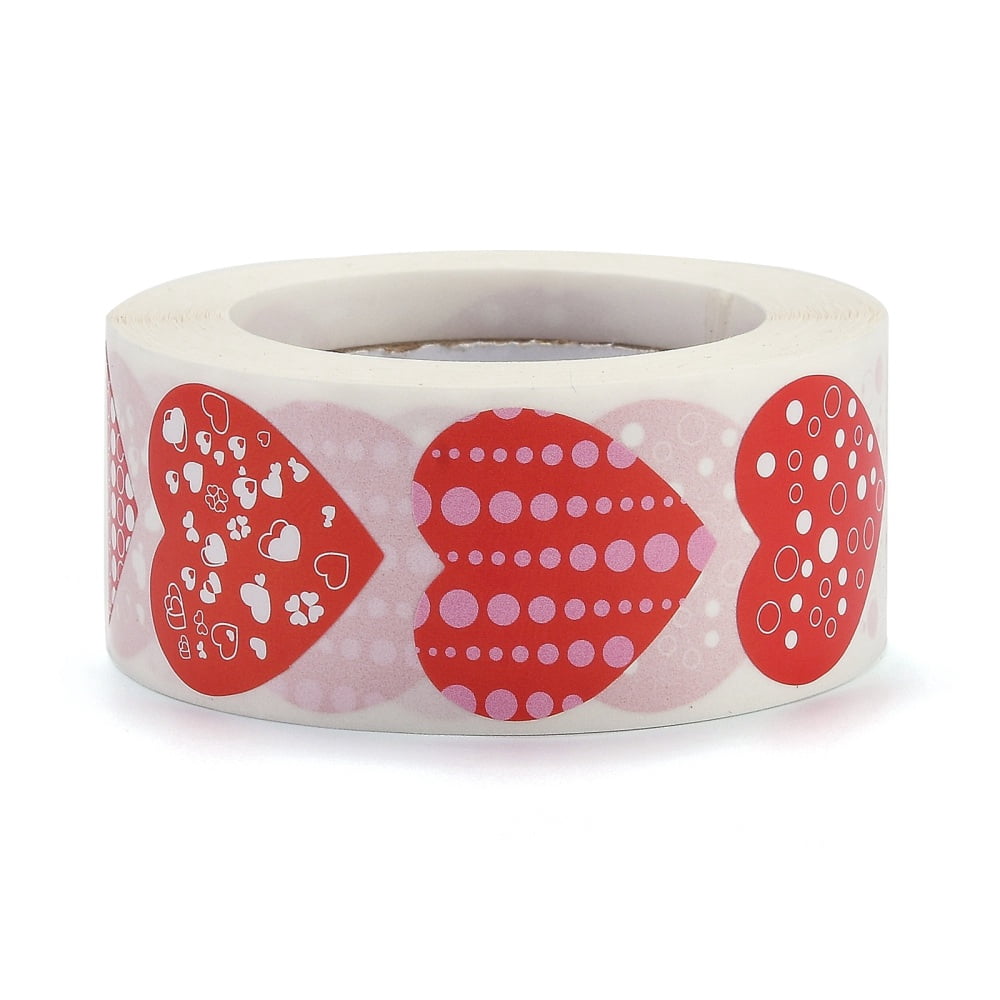 10rolls Self Adhesive Paper Stickers Heart Sticker Labels Gift Tag Stickers Heart Pattern 2.5x0.1cm 500pc/roll