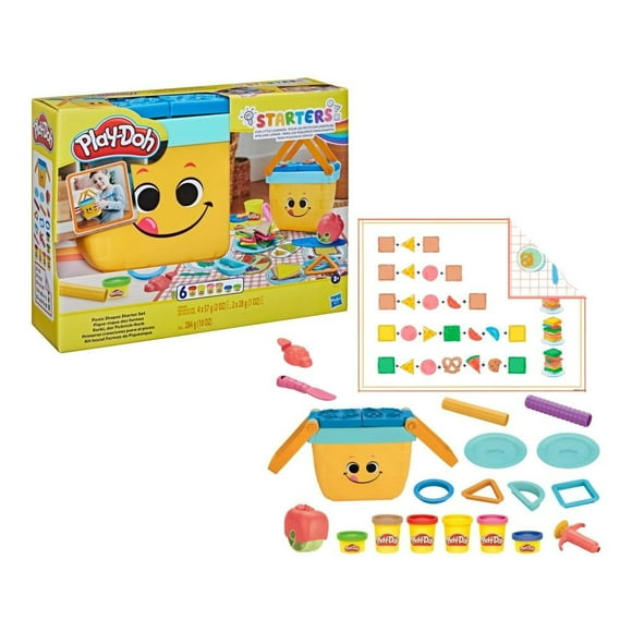 Set de Juego Hasbro Play-Doh PD Picnic Primeras Creaciones Cesta de Picnic con 6 latas de masa moldeable