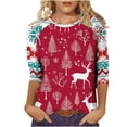 thumbnail image 2 of LEKWK Funny Xmas Shirts for Women Xmas Raglan Crew Neck 3/4 Sleeve Tops Sequin Christmas Tops for Women Fashion Womens Christmas Tops 3/4 Sleeve, 2 of 5