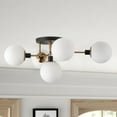 thumbnail image 3 of 5-Light Modern Sputnik Chandelier, Globe Frosted Glass Shade Industrial Lighting Fixture, Farmhouse Semi Flush Mount Ceiling Light for Living Room Bedroom, 3 of 7