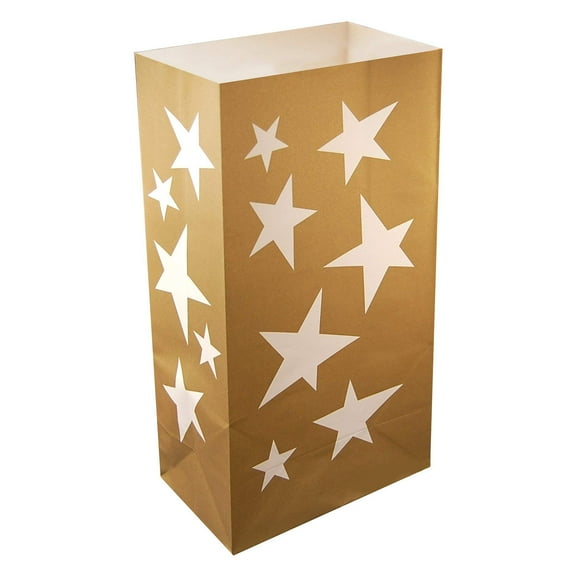 LumaBase Paper Luminaria Bags - Gold Star (24 count)