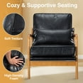 thumbnail image 6 of Mid-Century Modern Accent Chair with Pillow, Upholstered Armchair with Solid Wood Legs for Living Room, Bedroom, Small Space,Black, 6 of 6