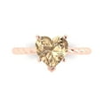 thumbnail image 2 of 2.0ct Heart Cut Green Crystal 14k Yellow Gold Engraving Statement Bridal Wedding Solitaire Designer Ring Size 8.75, 2 of 7