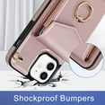 thumbnail image 4 of for iPhone 11 Case Wallet, Card Holder Kickstand Mental Ring Leather for iPhone 11 Case, Card Slot iPhone 11 Case for Girls Women + 1* Sling Lanyard -Pink, 4 of 16