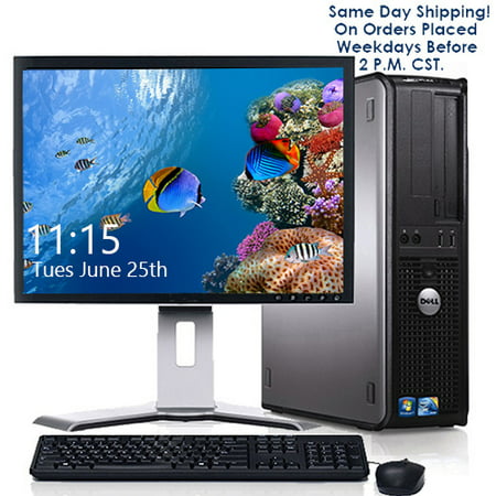 Dell Optiplex Desktop Computer Bundle with Intel Processor DVD Wifi 17" LCD Keyboard Mouse and Windows 10 - Refurbished