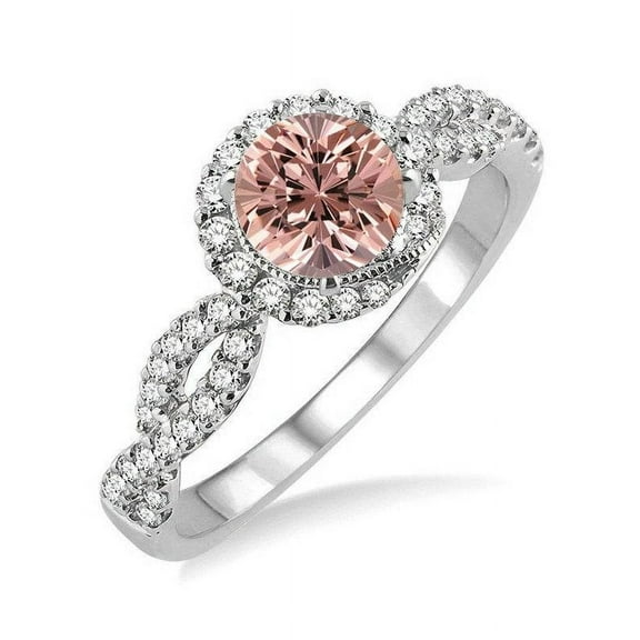 1.50 carat Morganite and Diamond Engagement Ring for Women in 14k White Gold affordable morganite & diamond engagement ring