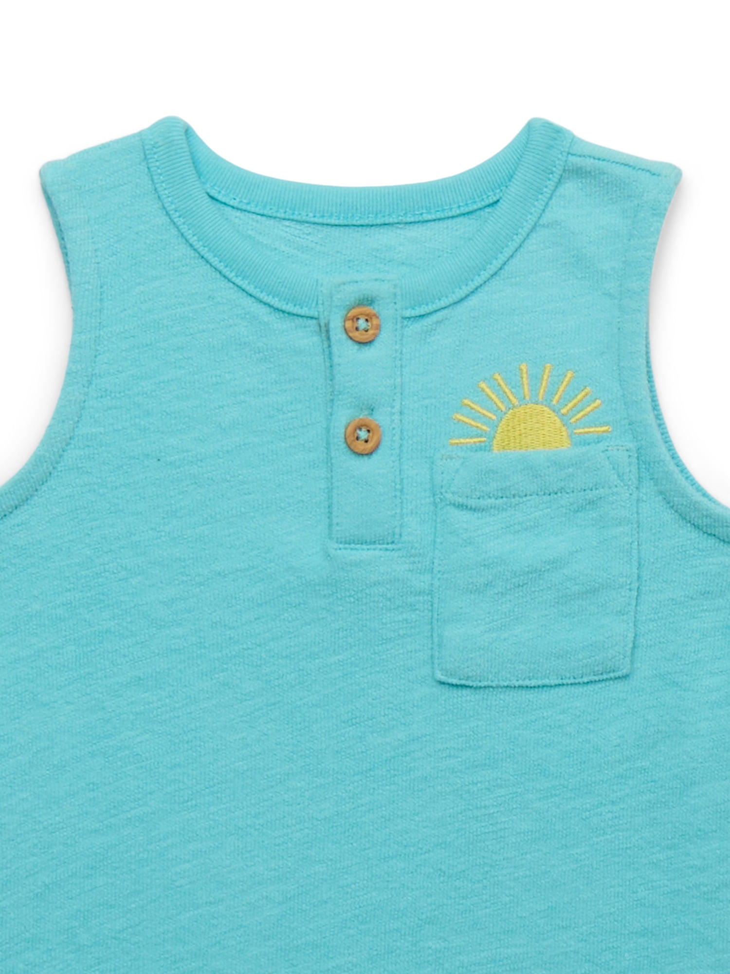 Garanimals Baby Boys Knit Tank Romper with Embroidery, Sizes 0M-24M