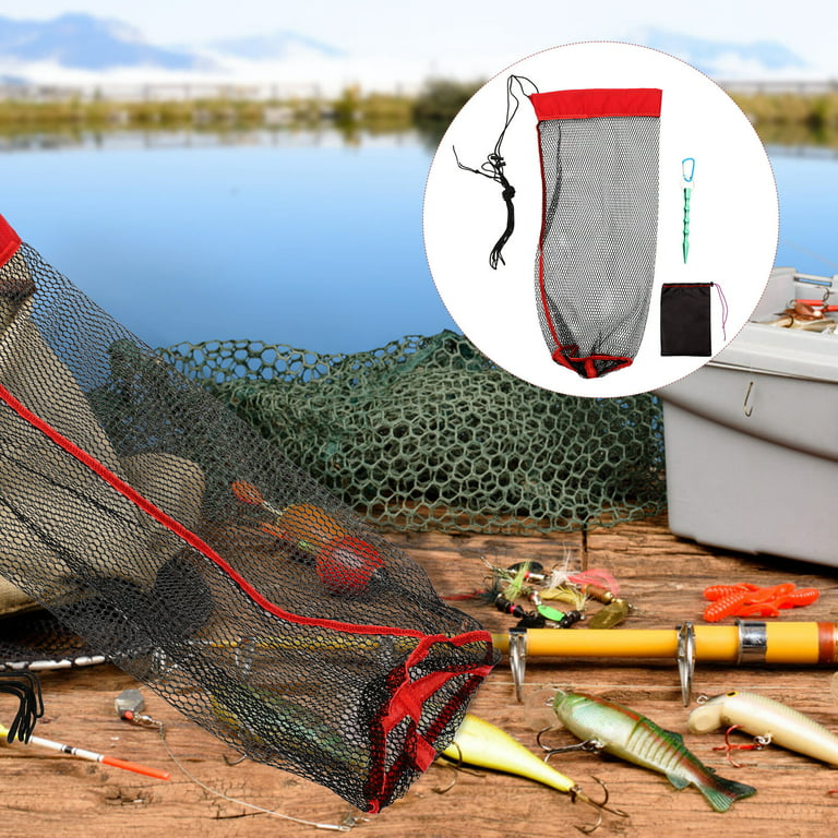 1 Set Diving Fishing Net Bag Outdoor Drawstring Fish Net Portable Fishing  Holder with Ground Insert 