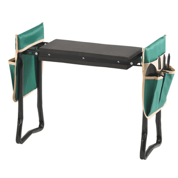 Folding Garden Kneeler and Seat 8 Inch Wide EVA Kneeling Pad Heavy Duty Steel Frame Garden Stool with 2 Oxford Tool Bags Supports 330 Lbs Portable Design for Gardening Seniors and Adults