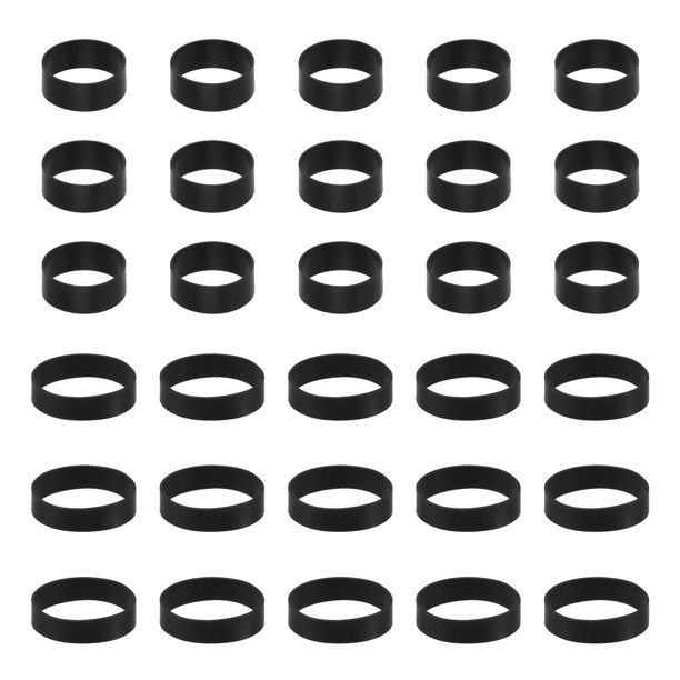 Uxcell 100 Pcs Bandas de Goma de Silicona, 0.59"/0.67" Pequeñas Bandas de Goma Anchas Anillos Fuertes Envolturas Elásticas Correas Antideslizantes para Envolver Cables, Cartera, Efectivo, Negro
