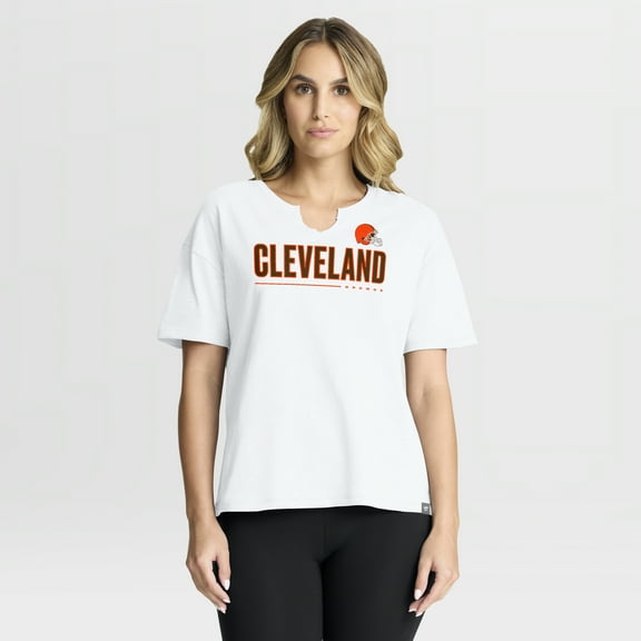 Women's Fanatics White Cleveland Browns Redzone Slub Boxy T-Shirt