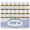 Essential Oil Set 14 - 5 ml. 100% Pure Therapeutic Grade Frankincense, Lavender, Peppermint, Rosemary, Orange, Tea Tree, Eucalyptus, Grapefruit, Lemon, Lime, Clove, Spearmint, Lemongrass, Cinnamon