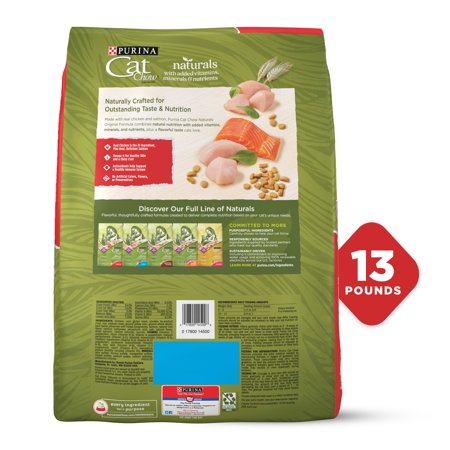 Purina Cat Chow Naturals Chicken & Salmon Original Dry Cat Food, 13 lb Bag - Image 1
