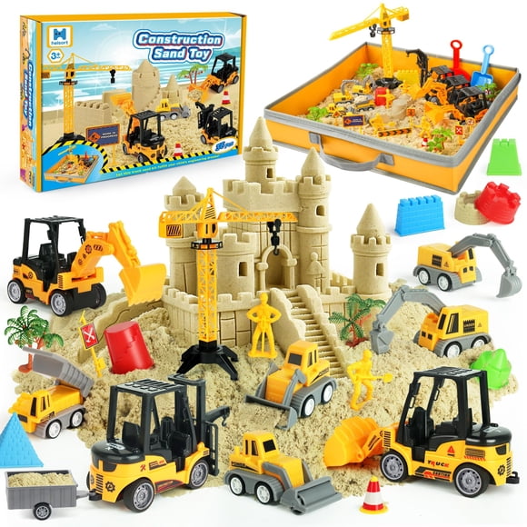 Kit para obras de construcción Helsort Sand Art con 8 camiones, 37 unidades