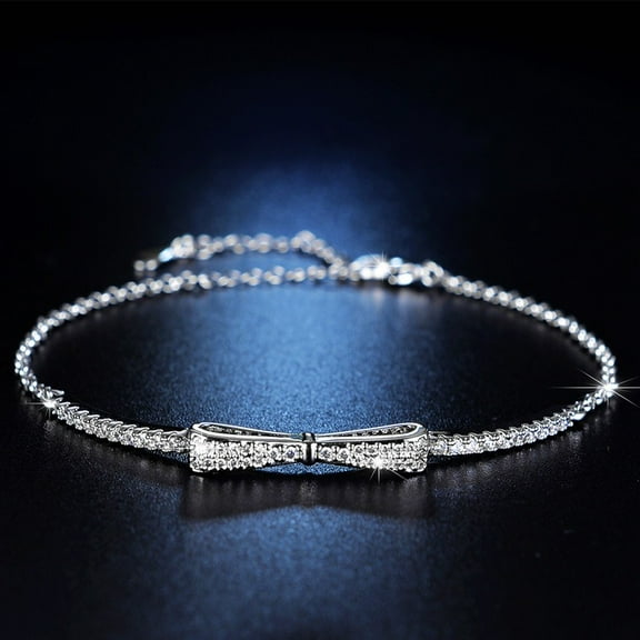 Stylish Sterling Silver Bow Bracelet Simple Sun Flower Zircon Bracelet for Women's Jewelry Accessories
