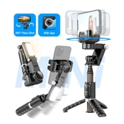 Andoer Q18 360-Degree Rotatable Multi-Function Gimbal Stabilizer with 27.5in / 700mm Extension Rod Built-in Beauty Fill Light Smart Face Tracking Auto Balance Desktop Tripod