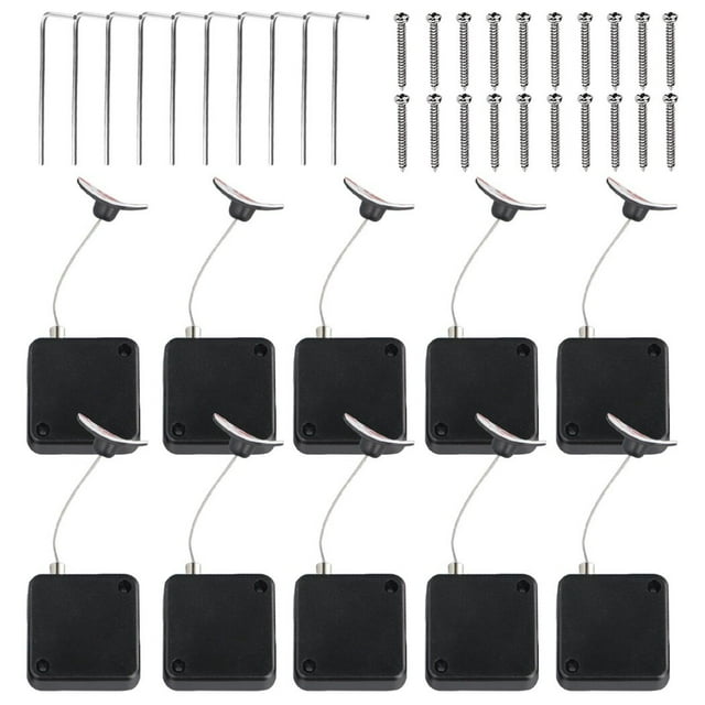 10 paquetes de candados de cable antipérdida con control remoto, candado de cable de seguridad retráctil de 39 pulgadas, candado de cable de hardware autoadhesivo para productos curvos, controles remo
