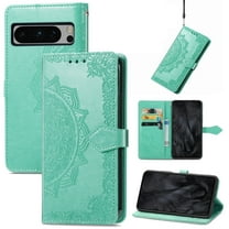 Dteck for Google Pixel 8 Pro Case, Embossed Pixel 8 Pro Wallet Case with Wrist Strap, PU Leather Shockproof Folio Case with Magnetic Closure Kickstand for Google Pixel 8 Pro,Green