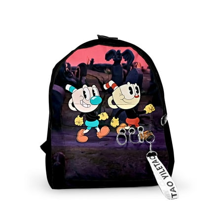 The Cuphead Show Merch Fabric One Shoulder Keychain Backpack Printed Student School Bag Mini bags