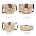 thumbnail image 3 of BadPiggies Women Straw Shoulder Bag Hollow Out Summer Beach Handbag Woven Zipper Crescent Purse (White), 3 of 9
