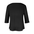 thumbnail image 5 of tklpehg Fall Clothes for Women 2024 V-Neck Mid-length Tops 3/4 Sleeve Tops Comfortable Fall Clothes Solid Color Going Out Tops Womens Clothes Leisure Blouses Pullover Black XXL, 5 of 5