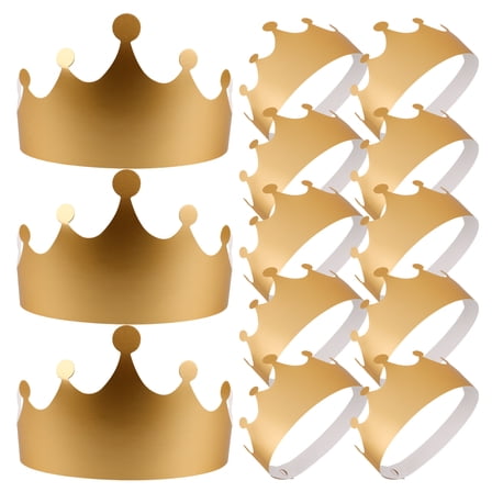 AURARMLET 12Pcs Golden Paper Crown Hats Birthday Party Supplies Comfortable Paperboard Material