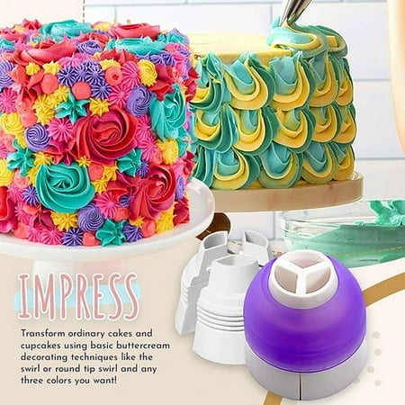 

XEOVHV EasyBake Tri-Color Coupler Large Converter Tri-color Butter Cream Coupler Cake Tools Suitable for Kitchen Use