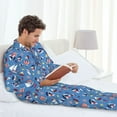 thumbnail image 6 of Naloa Colorful Sailing Ship Men’s Pajamas Set - Long Sleeve Button Down Sleep Shirt and Pajama Bottoms Sleepwear Set-Medium, 6 of 7
