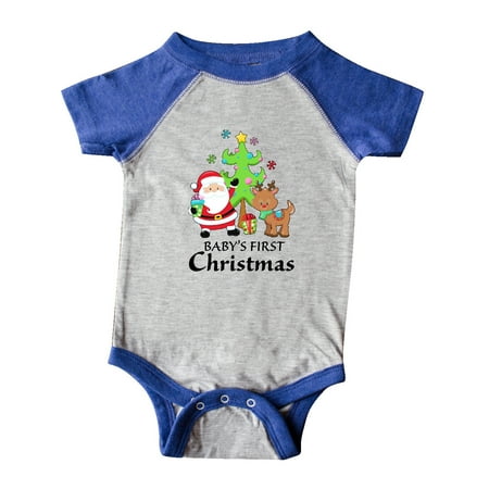 

Inktastic Baby s 1st Christmas with Santa Reindeer and Tree Gift Baby Boy or Baby Girl Bodysuit
