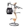 thumbnail image 4 of Lámpara de mesa con forma de vela, candelabro de metal, regalo artístico, centro de mesa, soporte para linterna, candelabro para escritorio, oficina, Marrón claro, 4 of 9