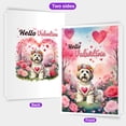 thumbnail image 2 of Hello Valentine’s Day Havanese Flower Crown Romantic Pink Floral 5x7in Folded Greeting Card Havanese Dog Lover Gifts Idea Single Note Card with Envelope - 00031, 2 of 5