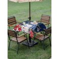 thumbnail image 3 of Outdoor Tablecloth with Umbrella Hole and Zipper, Navy Blue Snowman Square Table Cloth 54x54 Inch Waterproof Tablecloth, Christmas Poinsettia Winter Snowflake Picnic Table Cover for Patio Camping, 3 of 7