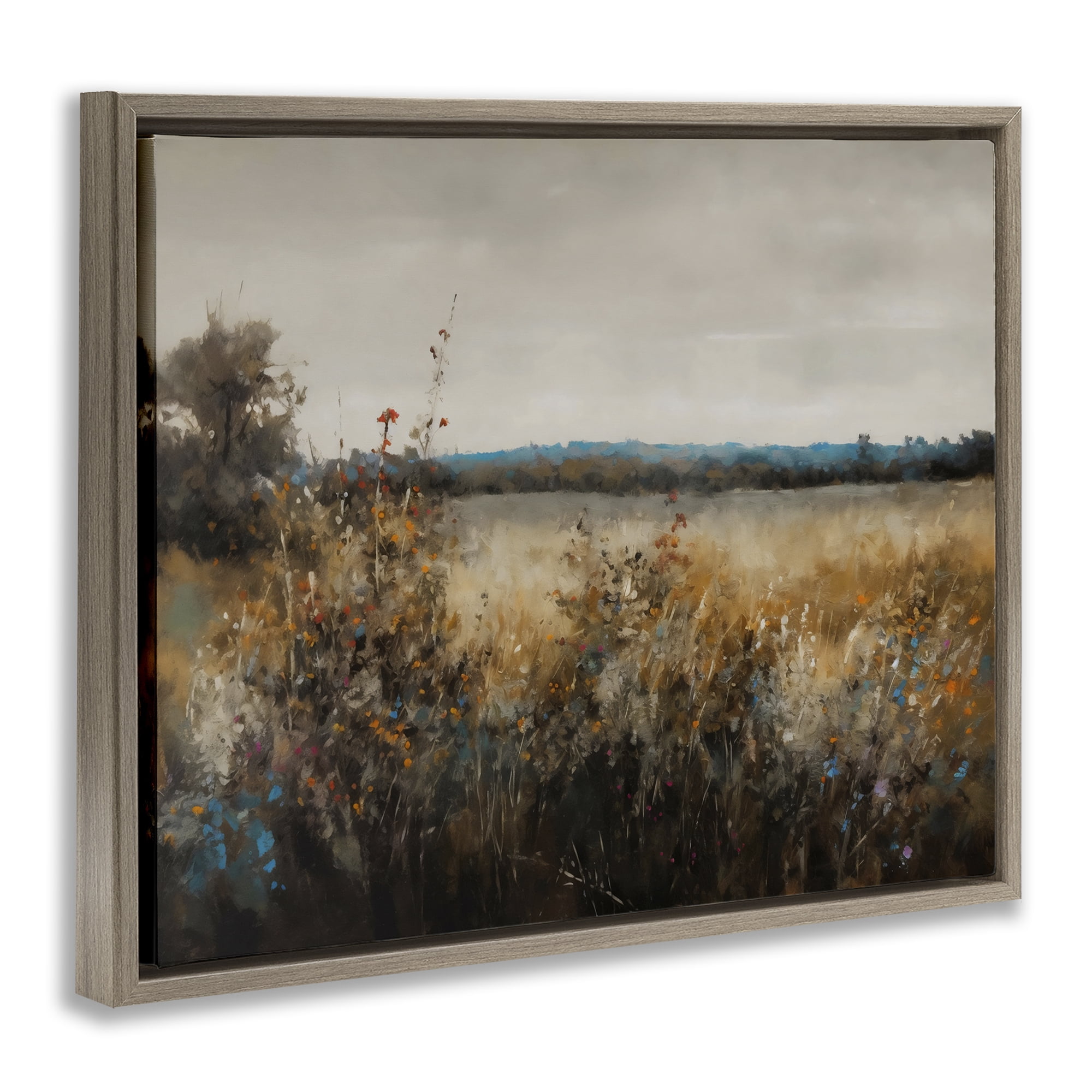 Stupell Industries Abstract Grunge Meadow Brown Framed Floater Canvas Wall Art, design by Creative Studio