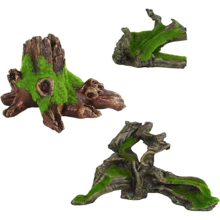 UPC: 0030172104732 | Penn-Plax Aqua-Flora Aquarium Living Resin Decorations with Embedded Glosso Plant Seeds – Naturally Inspired Bogwood 3-Piece Bundle