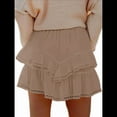 thumbnail image 3 of Boho Ruffle Tiered Skorts High Waist Mini Skirts Khaki XL, 3 of 6